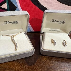 14K diamond Pendant 10K YG WG Real Gold Two Tone diamond earrings